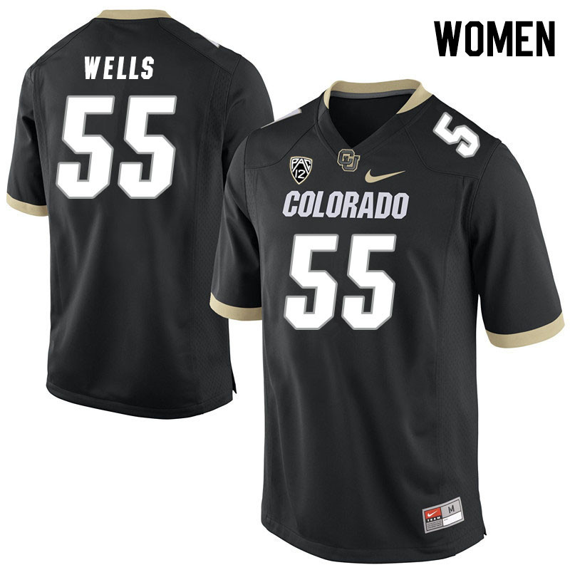 Women #55 Van Wells Colorado Buffaloes College Football Jerseys Stitched Sale-Black - Click Image to Close